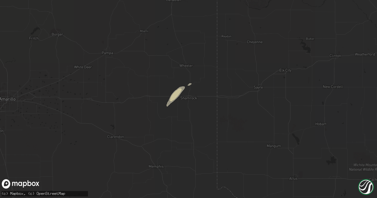 Hail map in Shamrock, TX on March 24, 2024
