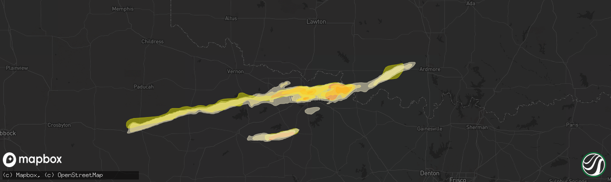 Hail map in Sheppard Afb, TX on March 24, 2024