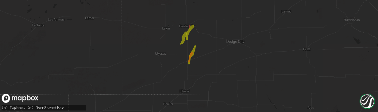 Hail map in Sublette, KS on March 24, 2024