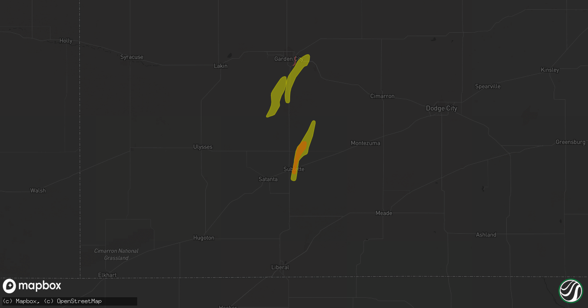 Hail map in Sublette, KS on March 24, 2024