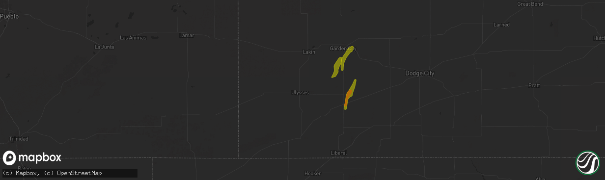 Hail map in Ulysses, KS on March 24, 2024