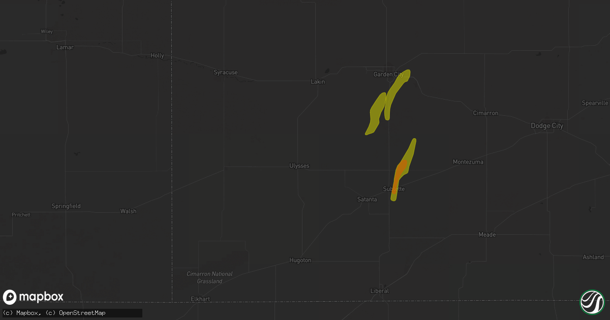 Hail map in Ulysses, KS on March 24, 2024