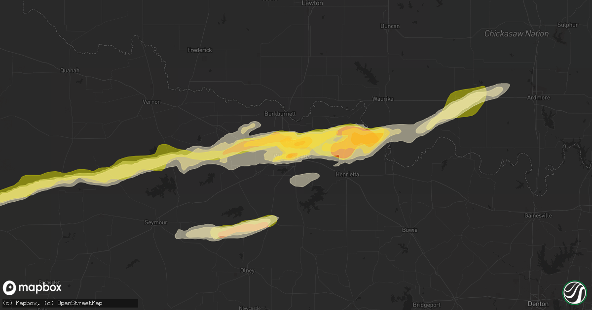 Hail map in Wichita Falls, TX on March 24, 2024
