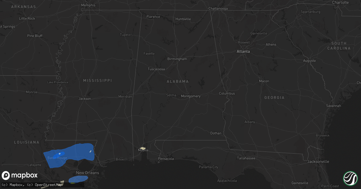 Hail map in Alabama on March 24, 2025