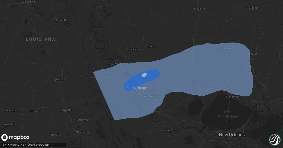 Hail map in Baker, LA on March 24, 2025