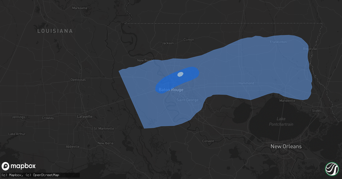 Hail map in Baton Rouge, LA on March 24, 2025