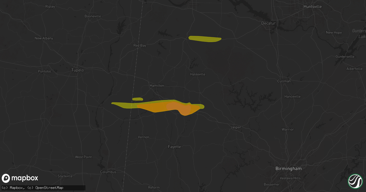 Hail map in Brilliant, AL on March 24, 2025