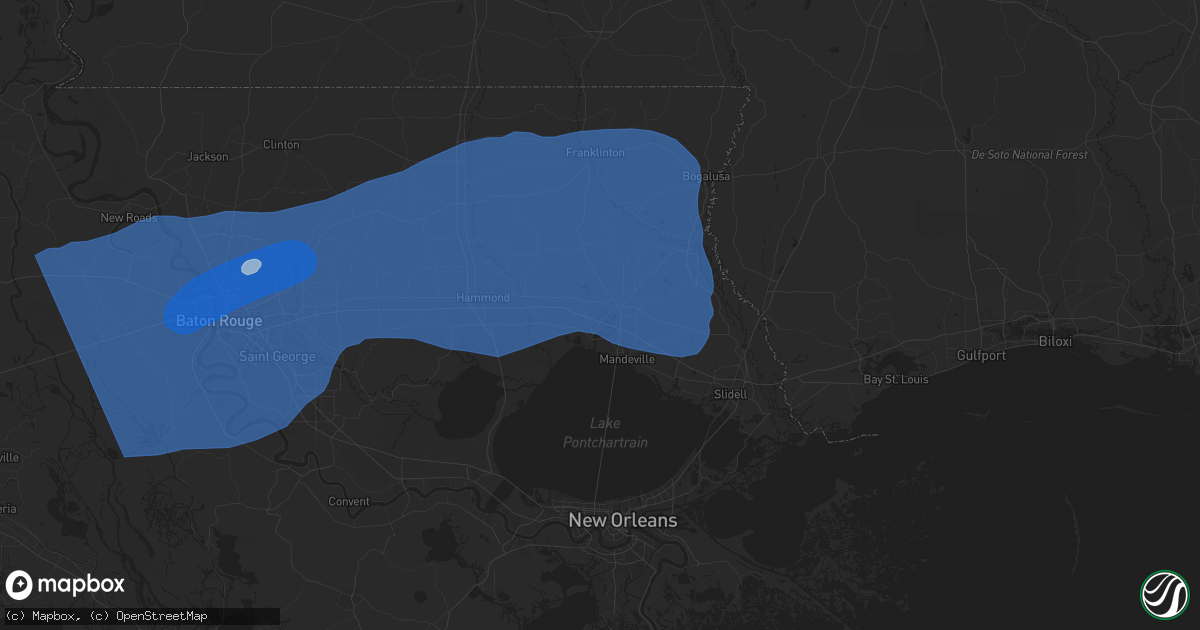 Hail map in Covington, LA on March 24, 2025