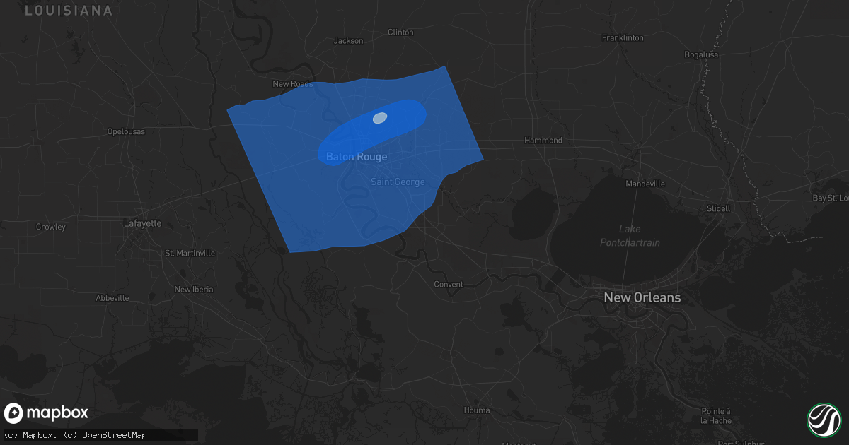 Hail map in Gonzales, LA on March 24, 2025