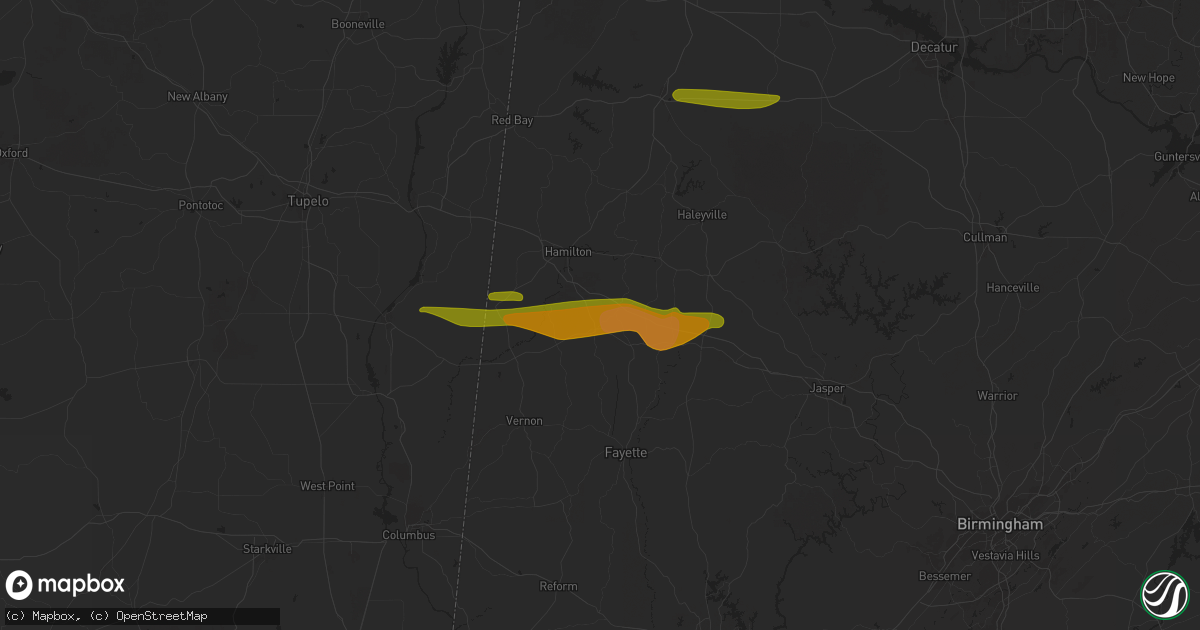 Hail map in Guin, AL on March 24, 2025