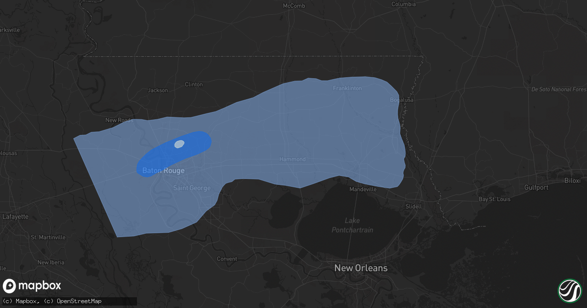 Hail map in Hammond, LA on March 24, 2025