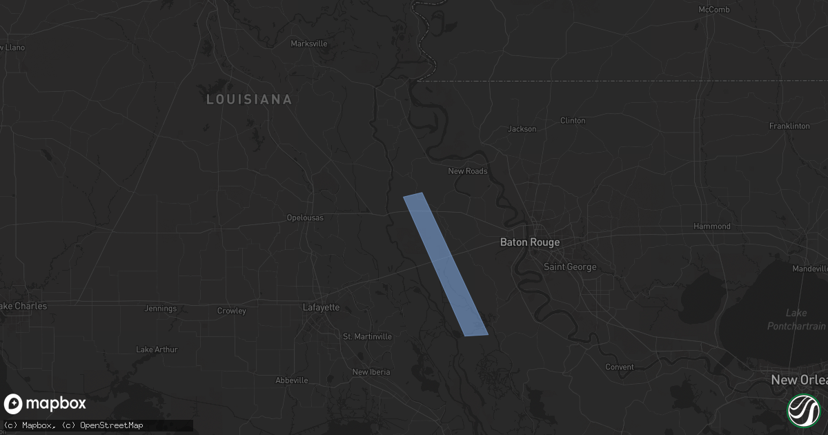 Hail map in Lottie, LA on March 24, 2025