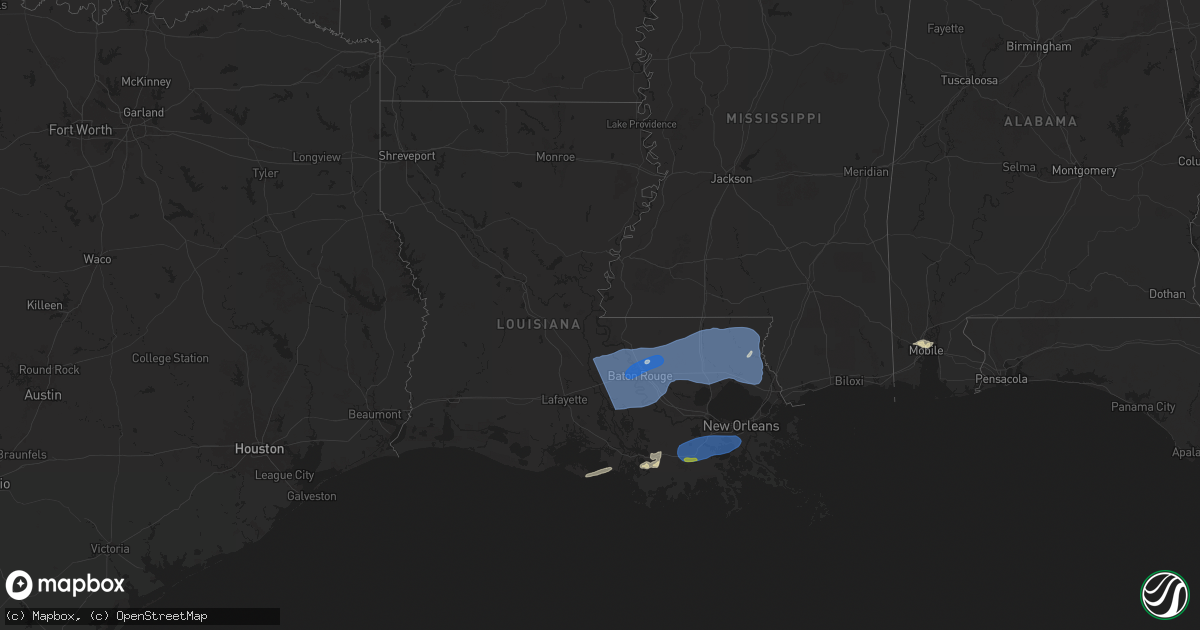 Hail map in Louisiana on March 24, 2025