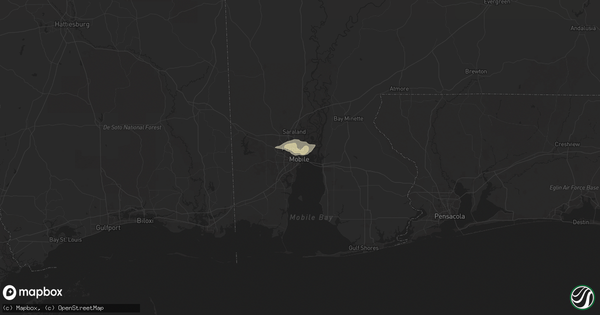 Hail map in Mobile, AL on March 24, 2025
