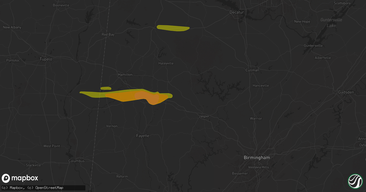 Hail map in Nauvoo, AL on March 24, 2025