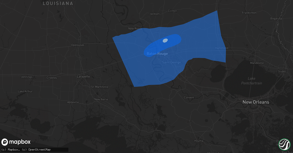 Hail map in Plaquemine, LA on March 24, 2025