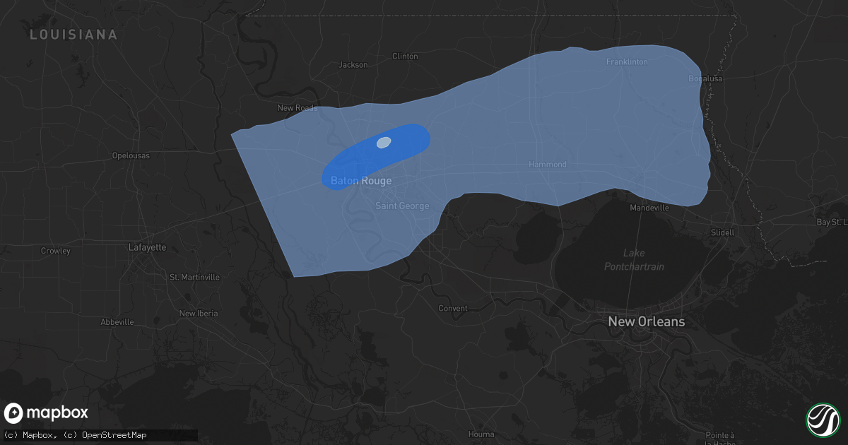 Hail map in Prairieville, LA on March 24, 2025