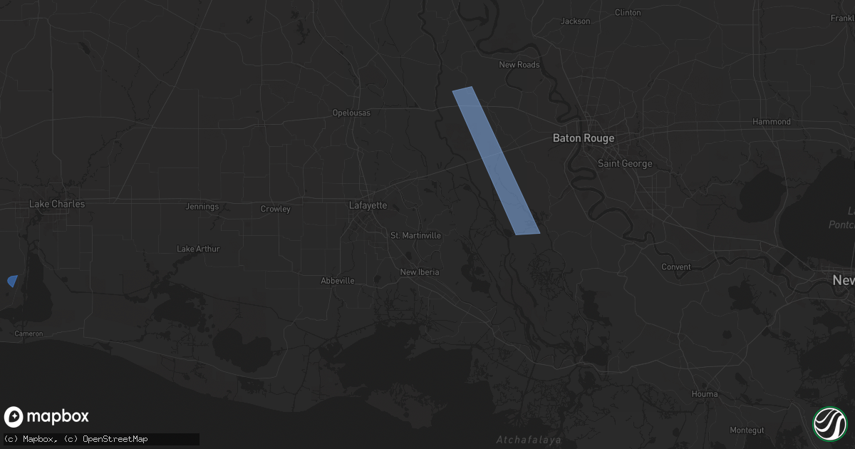 Hail map in Saint Martinville, LA on March 24, 2025