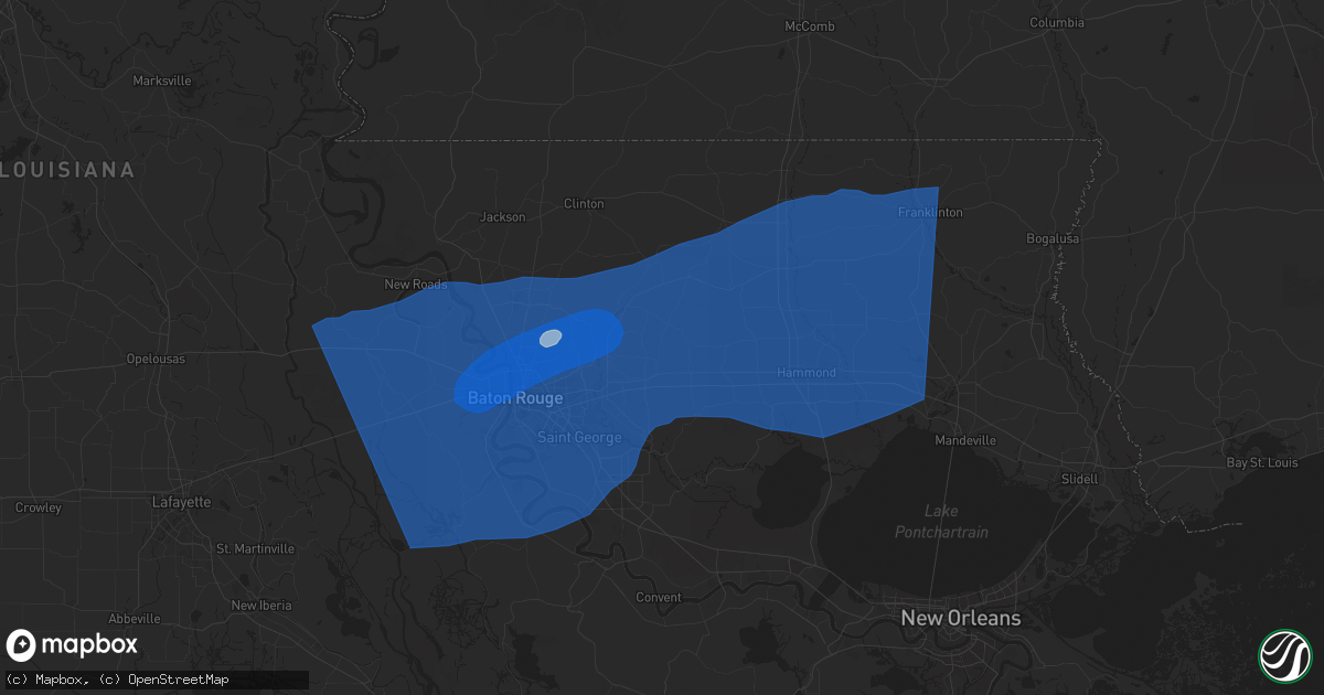 Hail map in Walker, LA on March 24, 2025