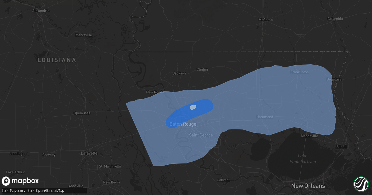 Hail map in Zachary, LA on March 24, 2025
