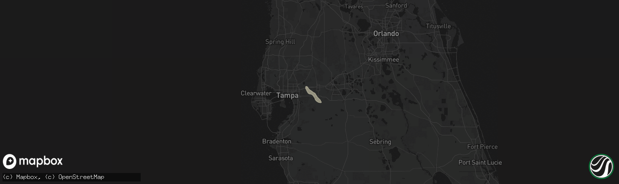 Hail map in Dover, FL on March 24, 2026