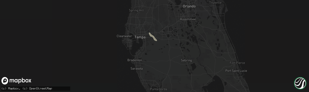 Hail map in Lithia, FL on March 24, 2026