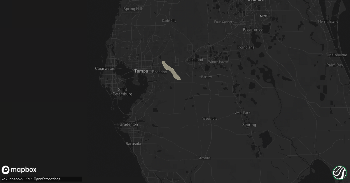 Hail map in Lithia, FL on March 24, 2026