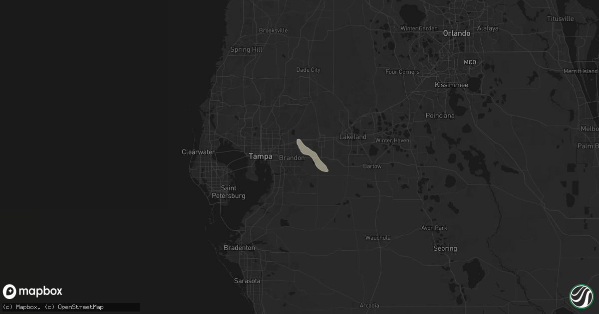 Hail map in Valrico, FL on March 24, 2026