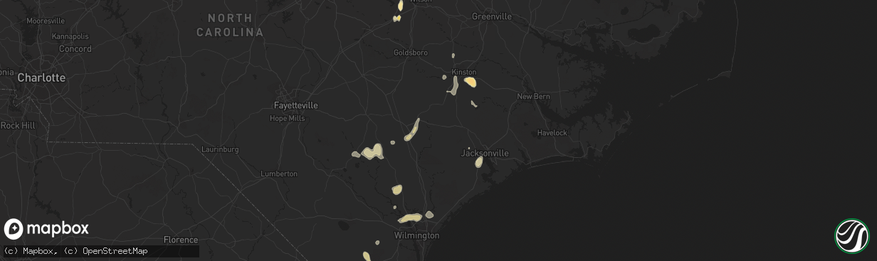 Hail map in Kinston, NC on March 25, 2012