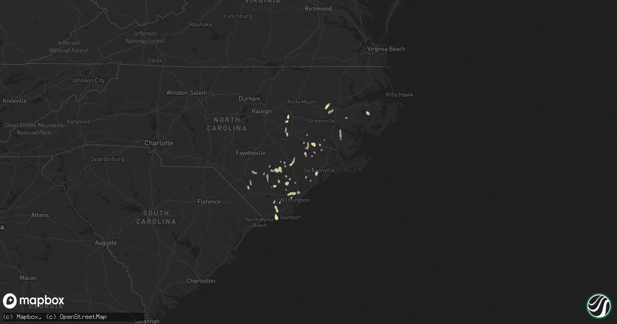 Hail map in North Carolina on March 25, 2012