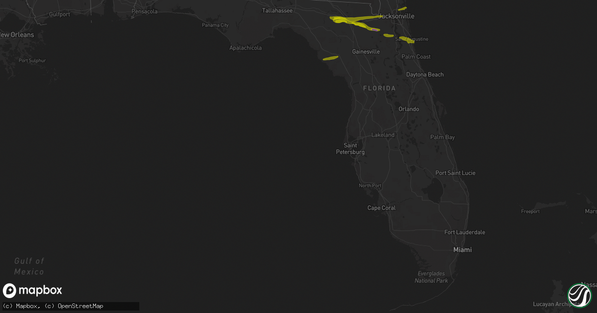 Hail map in Florida on March 25, 2013