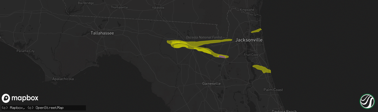 Hail map in Lake City, FL on March 25, 2013