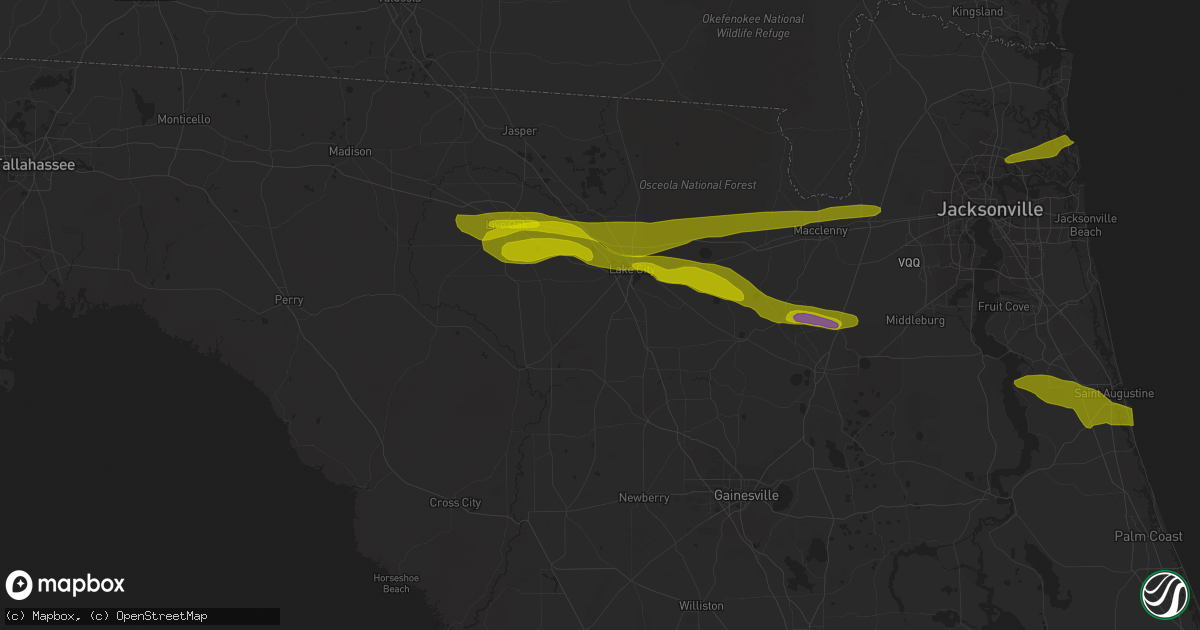 Hail map in Lake City, FL on March 25, 2013