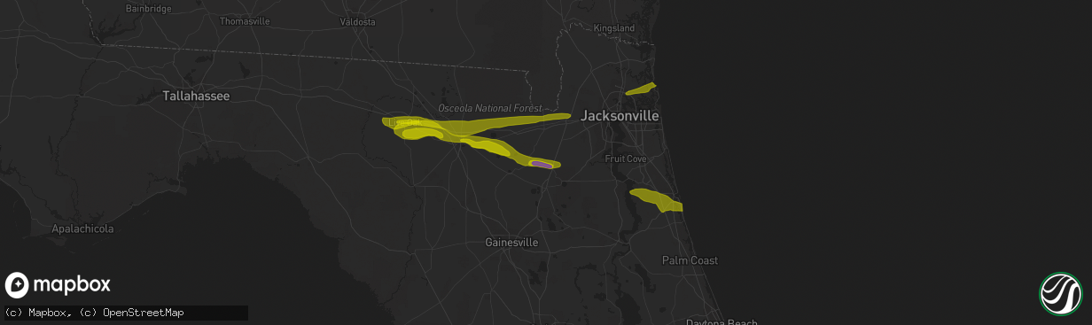 Hail map in Lawtey, FL on March 25, 2013