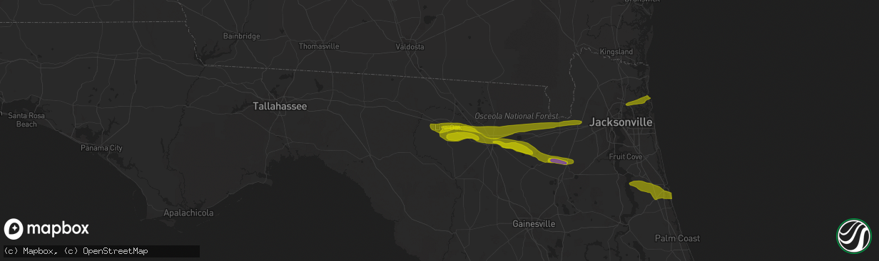 Hail map in Live Oak, FL on March 25, 2013