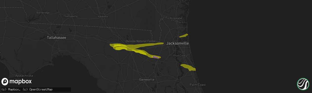 Hail map in Macclenny, FL on March 25, 2013