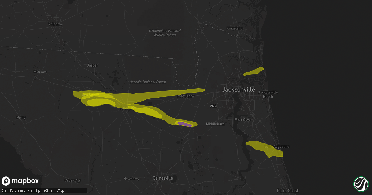 Hail map in Macclenny, FL on March 25, 2013