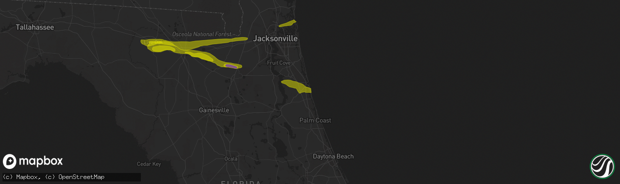 Hail map in Saint Augustine, FL on March 25, 2013