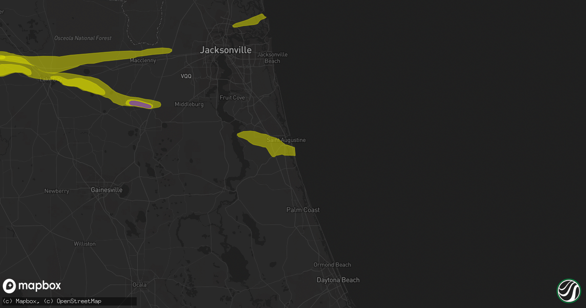 Hail map in Saint Augustine, FL on March 25, 2013