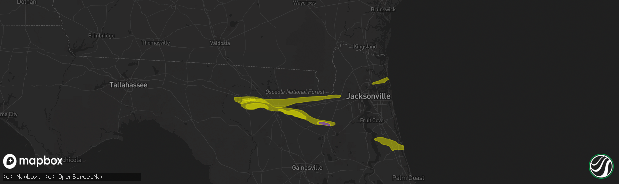 Hail map in Sanderson, FL on March 25, 2013