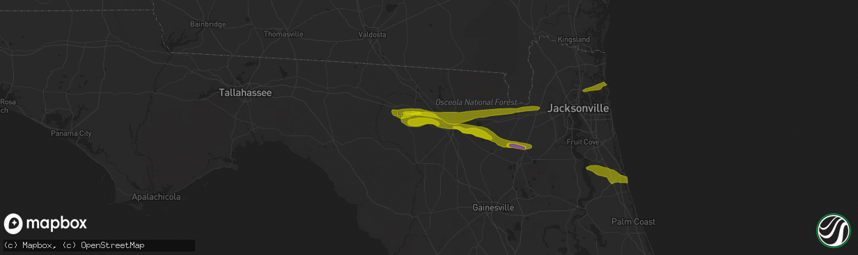 Hail map in Wellborn, FL on March 25, 2013