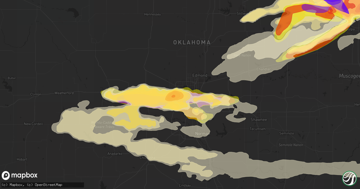 Hail map in Bethany, OK on March 25, 2015