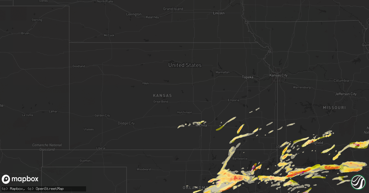 Hail map in Kansas on March 25, 2015