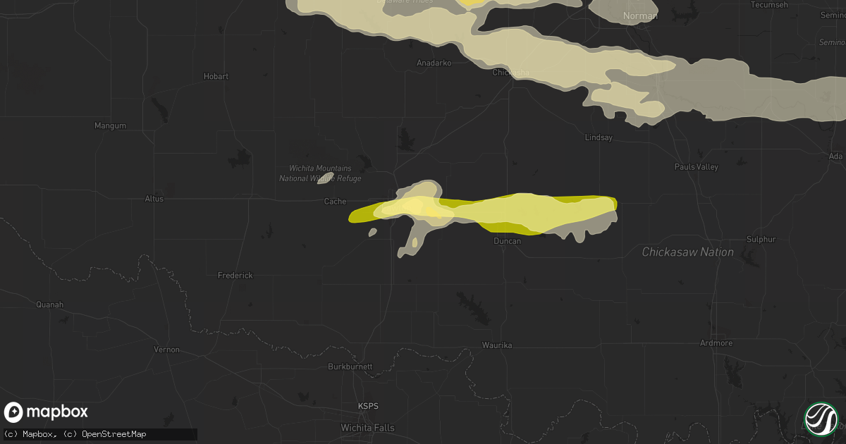 Hail map in Lawton, OK on March 25, 2015
