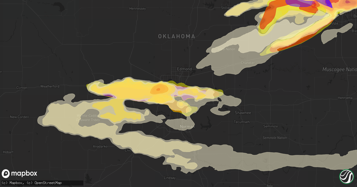 Hail map in Oklahoma City, OK on March 25, 2015