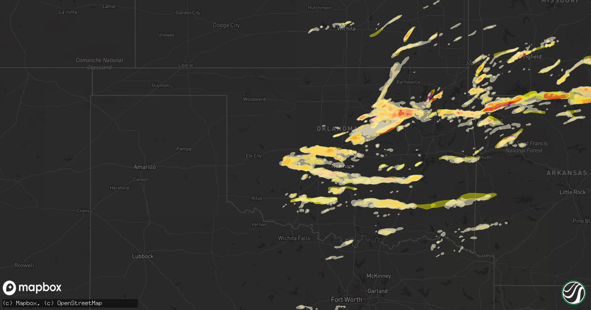 Hail map in Oklahoma on March 25, 2015
