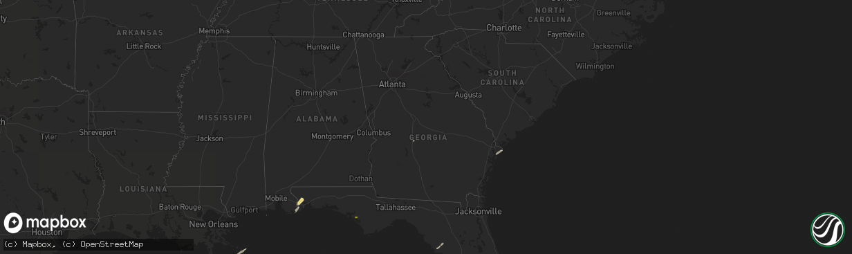 Hail map in Georgia on March 25, 2016