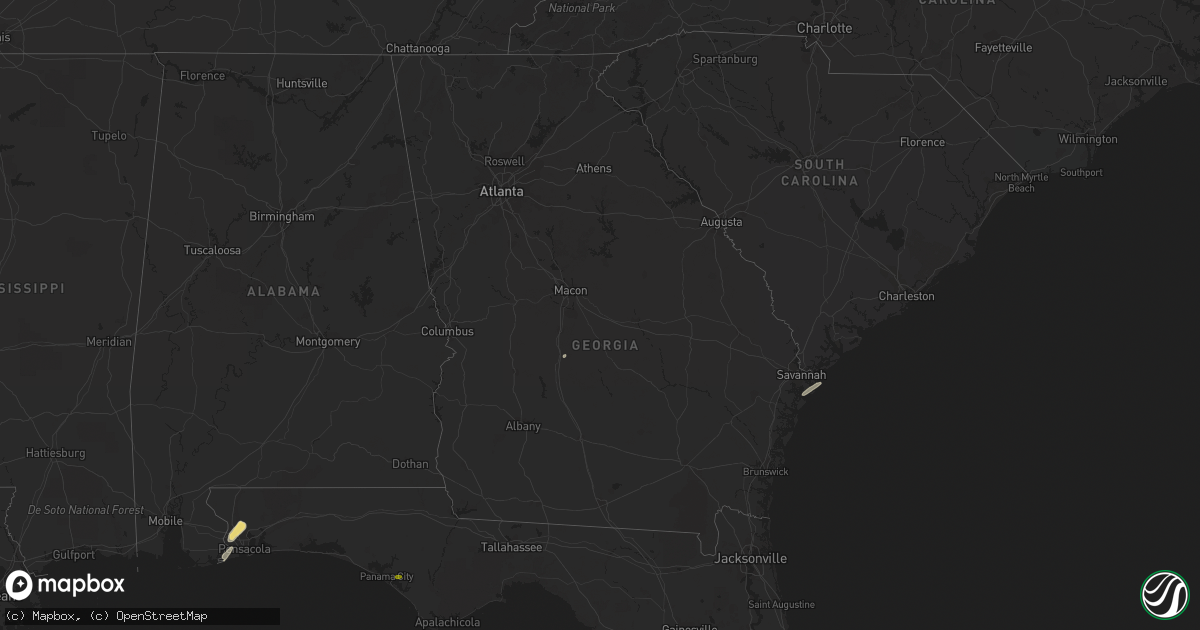 Hail map in Georgia on March 25, 2016
