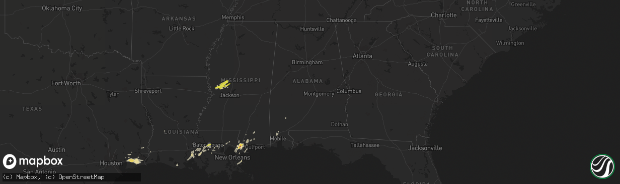 Hail map in Alabama on March 25, 2017