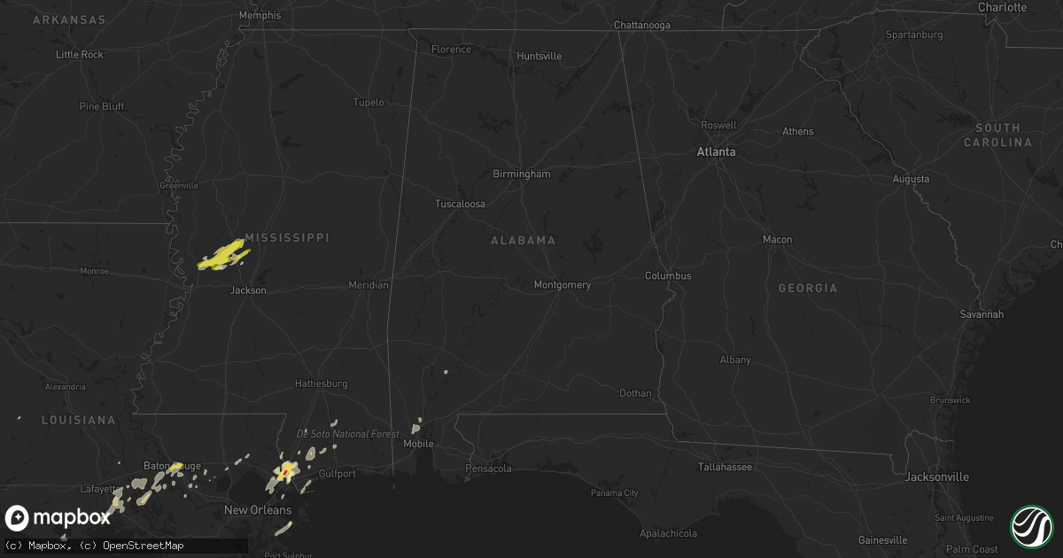 Hail map in Alabama on March 25, 2017